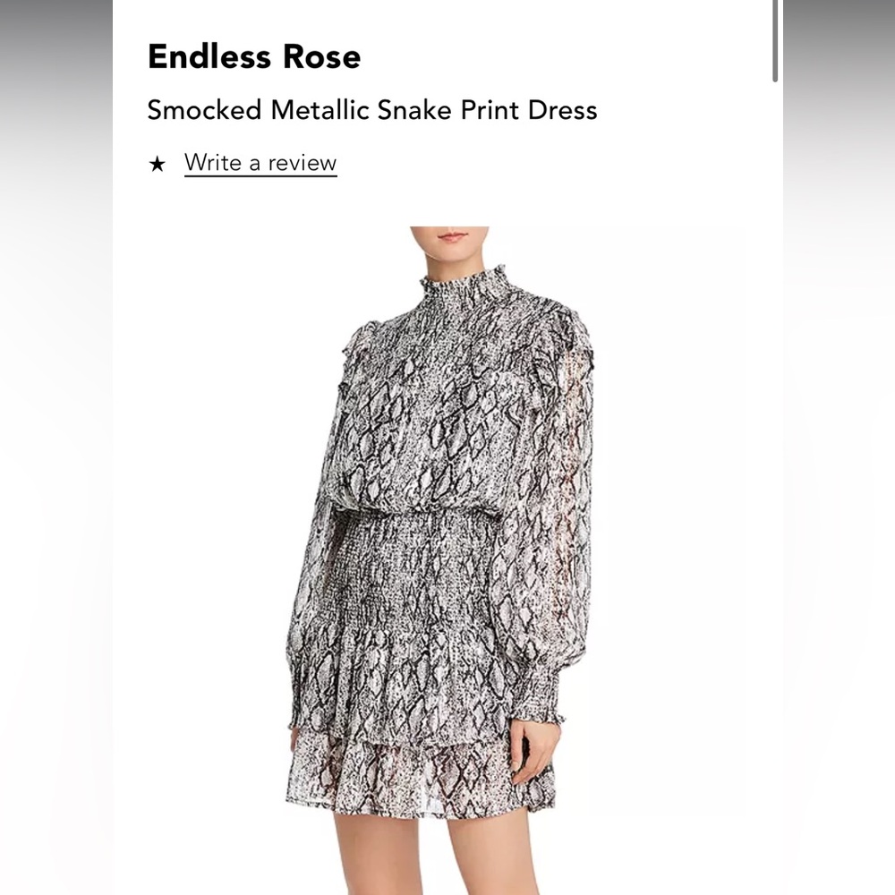 Snake Print Ruffle Mini Dress Size Small - Picture 3 of 4